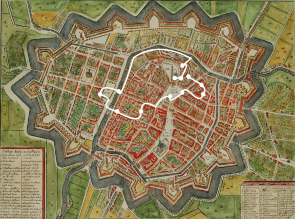 Wandelen met Rabenhaupt15 - Kaart Haubois 1652 met voorbeeld route